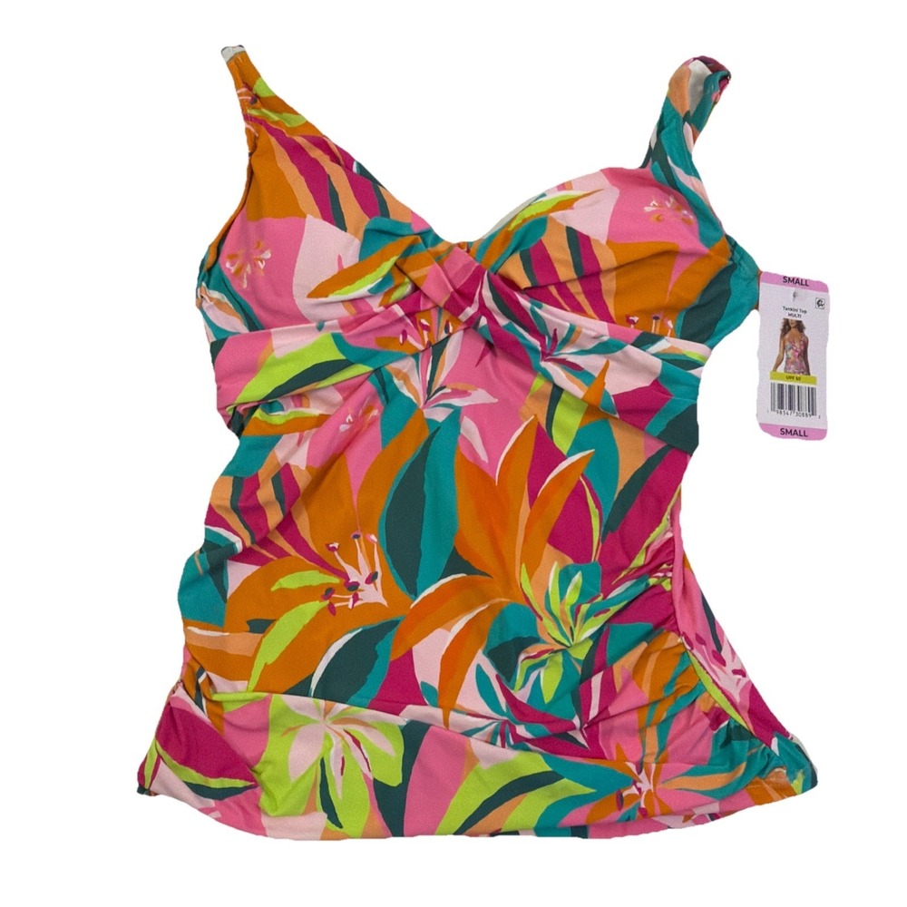 Anne Cole Floral Tankini Bathing Suit Women's Small UPF 50 Underwire Summer